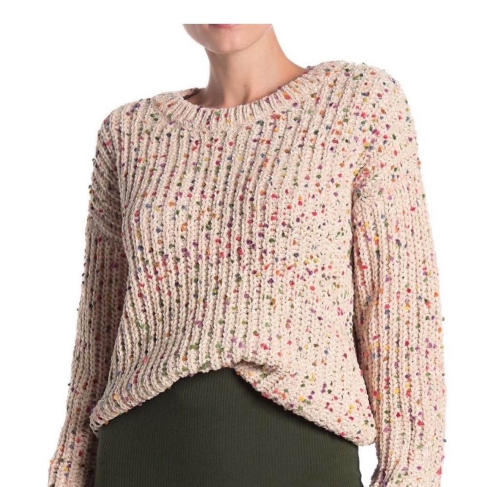 Elodie Chenille Light Pink Confetti Sweater XL